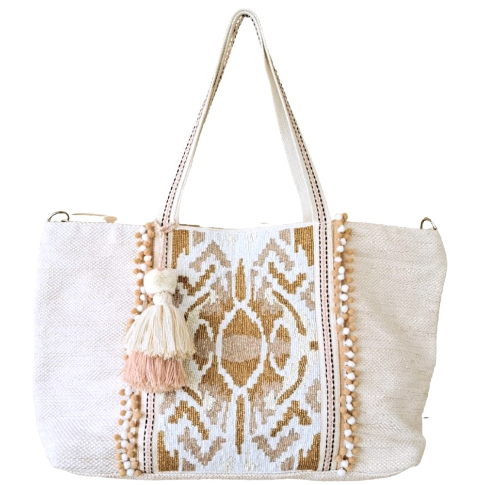 America & Beyond Beaded Tote Bag